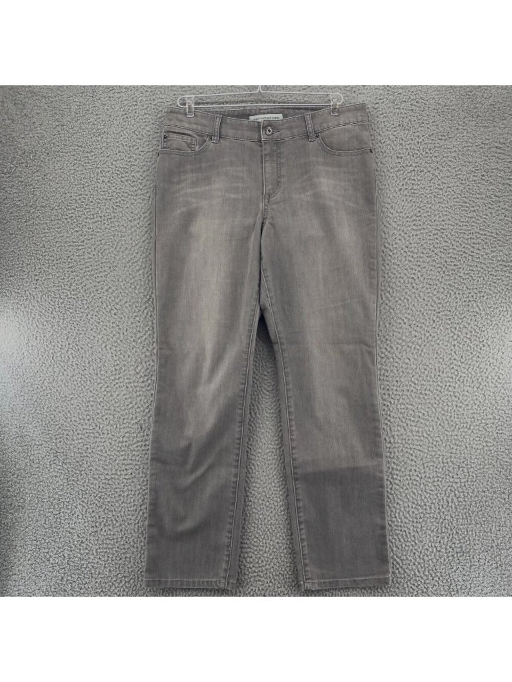 Chicos Jeans Womens 1.5 US 10 Short Gray Platinum Denim Ultimate Fit Slim Leg